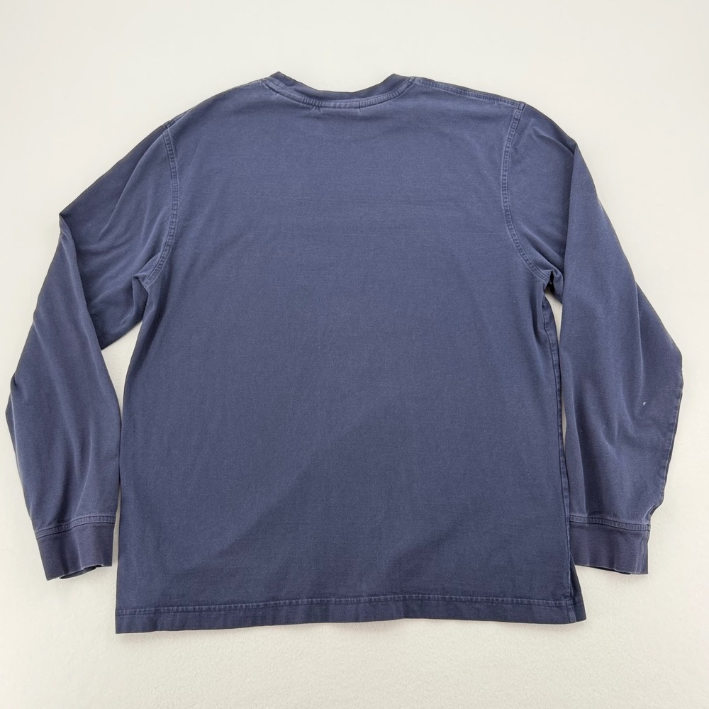 Timberland Early 2000's Men's Long Sleeve T Shirt Large Navy Blue 73 Stripe Logo - Picture 5 of 7